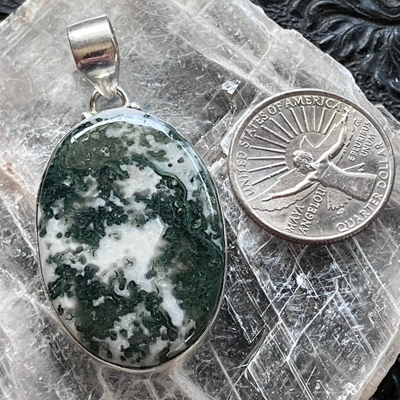 Tree or Moss Agate Stone Jewelry Crystal Pendant - Picture 7 of 7